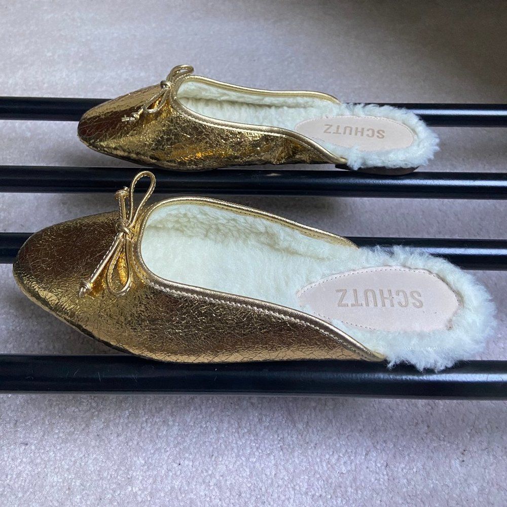 SCHUTZ Women Evelin Leather Shearling Slide Ballerina Flats - NEW NWOB - Picture 3 of 8